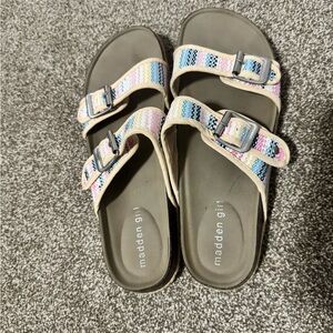 Madden Girl Striped Buckle Sandals